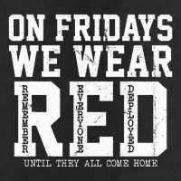 On Fridays We Wear Red Military Support Distressed Cool Comfort Performance Bucket Hat
