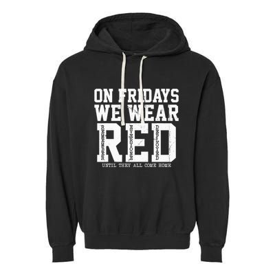 On Fridays We Wear Red Military Support Distressed Garment-Dyed Fleece Hoodie