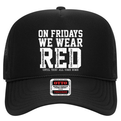 On Fridays We Wear Red Military Support Distressed Trucker Hat