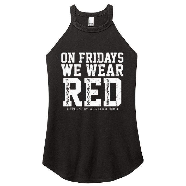 On Fridays We Wear Red Military Support Distressed Women's Perfect Tri Rocker Tank