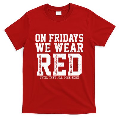 On Fridays We Wear Red Military Support Distressed T-Shirt