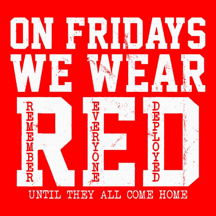 On Fridays We Wear Red Military Support Distressed Button