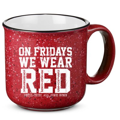 On Fridays We Wear Red Military Support Distressed 15oz Campfire Ceramic Mug