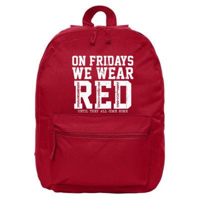 On Fridays We Wear Red Military Support Distressed 16 in Basic Backpack