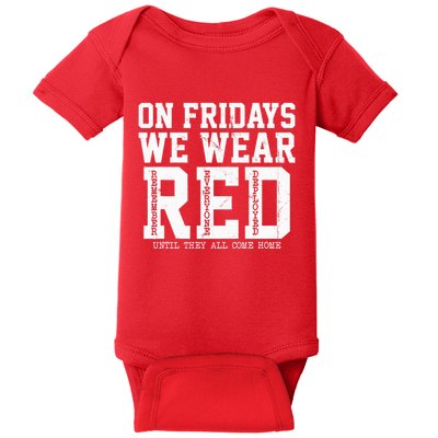 On Fridays We Wear Red Military Support Distressed Baby Bodysuit