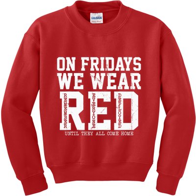 On Fridays We Wear Red Military Support Distressed Kids Sweatshirt