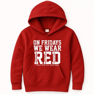 On Fridays We Wear Red Military Support Distressed Kids Hoodie