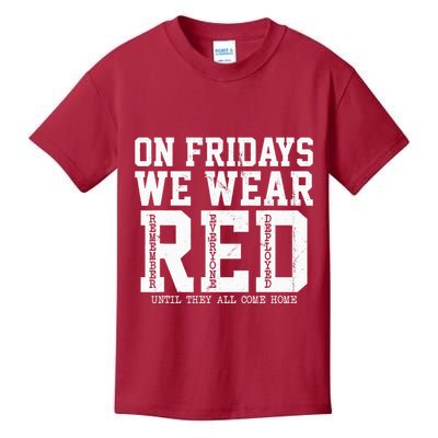 On Fridays We Wear Red Military Support Distressed Kids T-Shirt