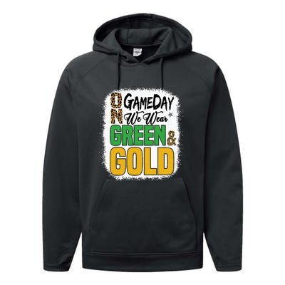 On Football We Wear Green And Gold Performance Fleece Hoodie