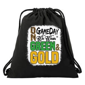 On Football We Wear Green And Gold Drawstring Bag