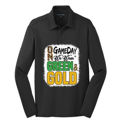 On Football We Wear Green And Gold Silk Touch Performance Long Sleeve Polo