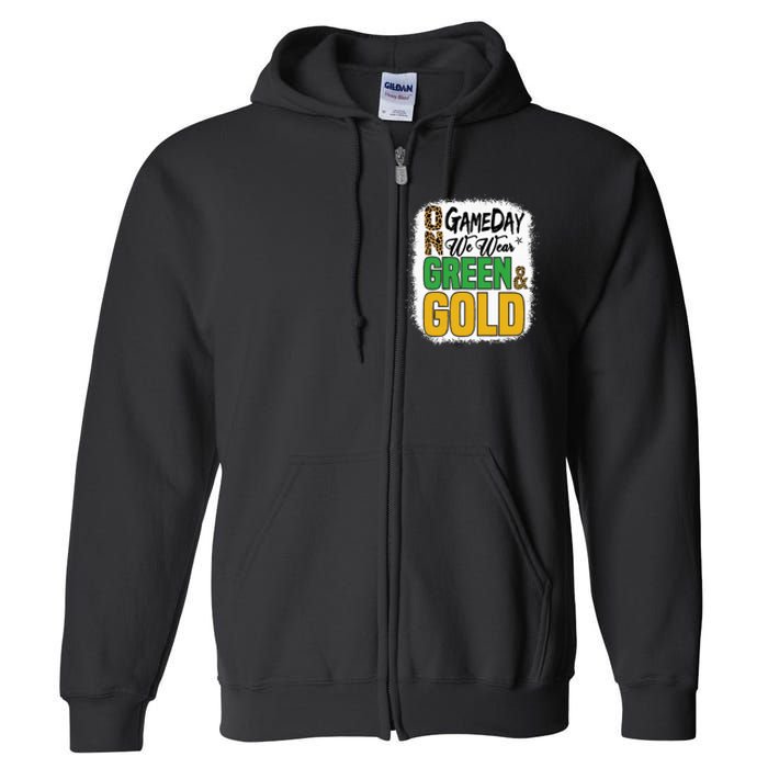 On Football We Wear Green And Gold Full Zip Hoodie