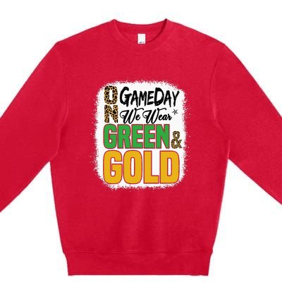 On Football We Wear Green And Gold Premium Crewneck Sweatshirt