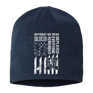 On Friday We Wear Red American Flag Military Supportive Sustainable Beanie