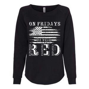 On Friday We Wear Red Retro USA Flag Military Supportive Womens California Wash Sweatshirt