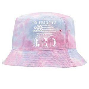 On Friday We Wear Red Retro USA Flag Military Supportive Tie-Dyed Bucket Hat