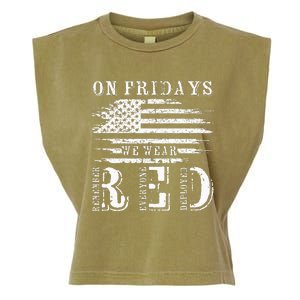 On Friday We Wear Red Retro USA Flag Military Supportive Garment-Dyed Women's Muscle Tee