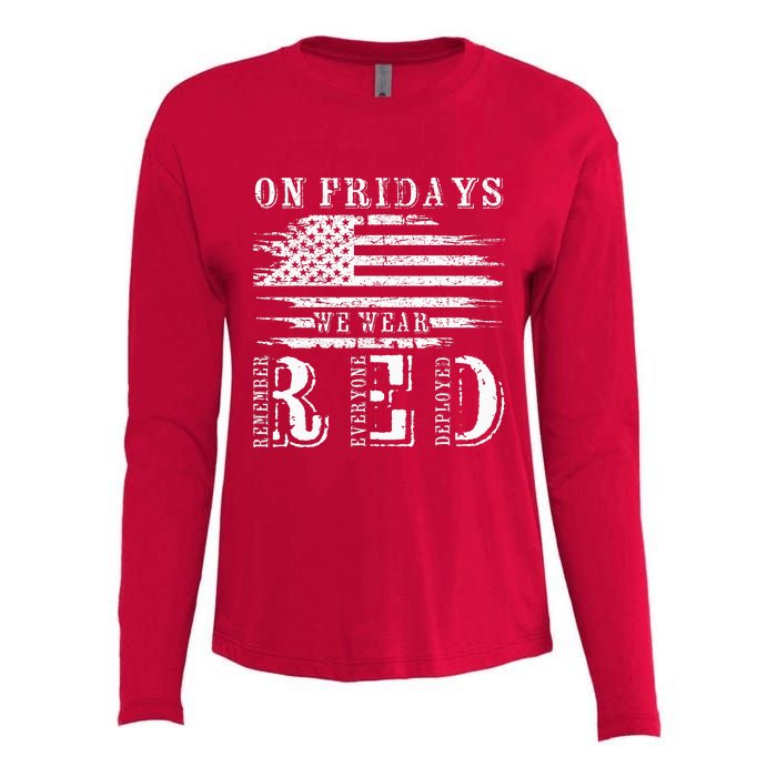 On Friday We Wear Red Retro USA Flag Military Supportive Womens Cotton Relaxed Long Sleeve T-Shirt