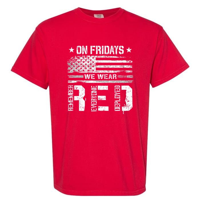 On Friday We Wear Red American Flag Military Supportive Garment-Dyed Heavyweight T-Shirt