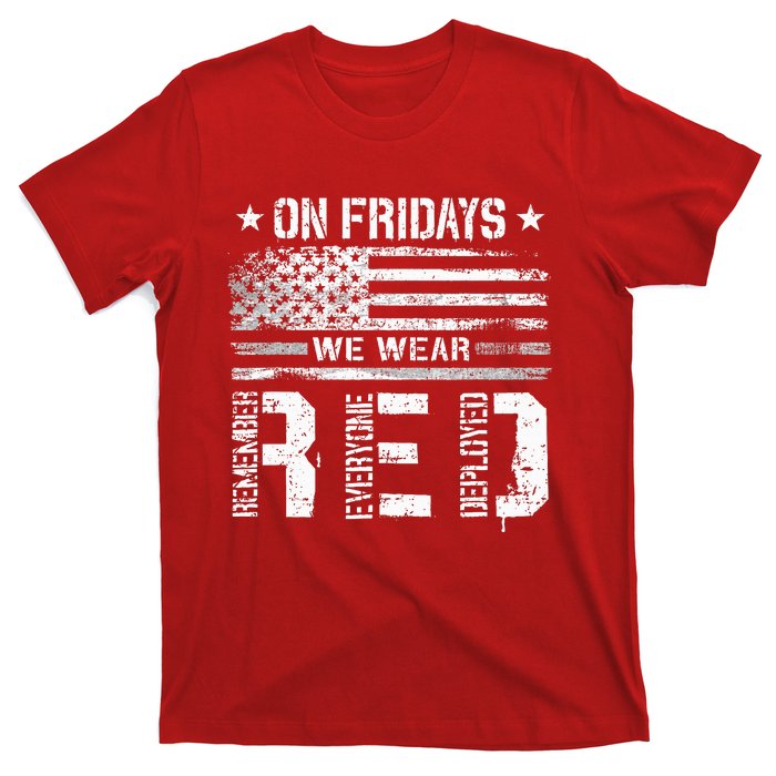 On Friday We Wear Red American Flag Military Supportive T-Shirt