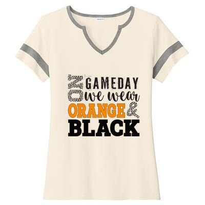 On Football We Wear Orange Ladies Halftime Notch Neck Tee