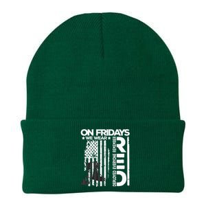 On Friday We Wear Red Veteran Red Friday US Flag Knit Cap Winter Beanie