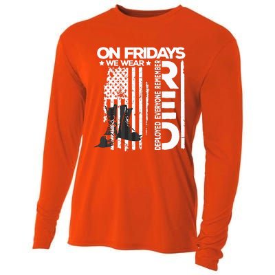 On Friday We Wear Red Veteran Red Friday US Flag Cooling Performance Long Sleeve Crew