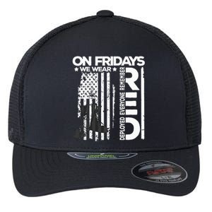 On Friday We Wear Red Veteran Red Friday US Flag Flexfit Unipanel Trucker Cap