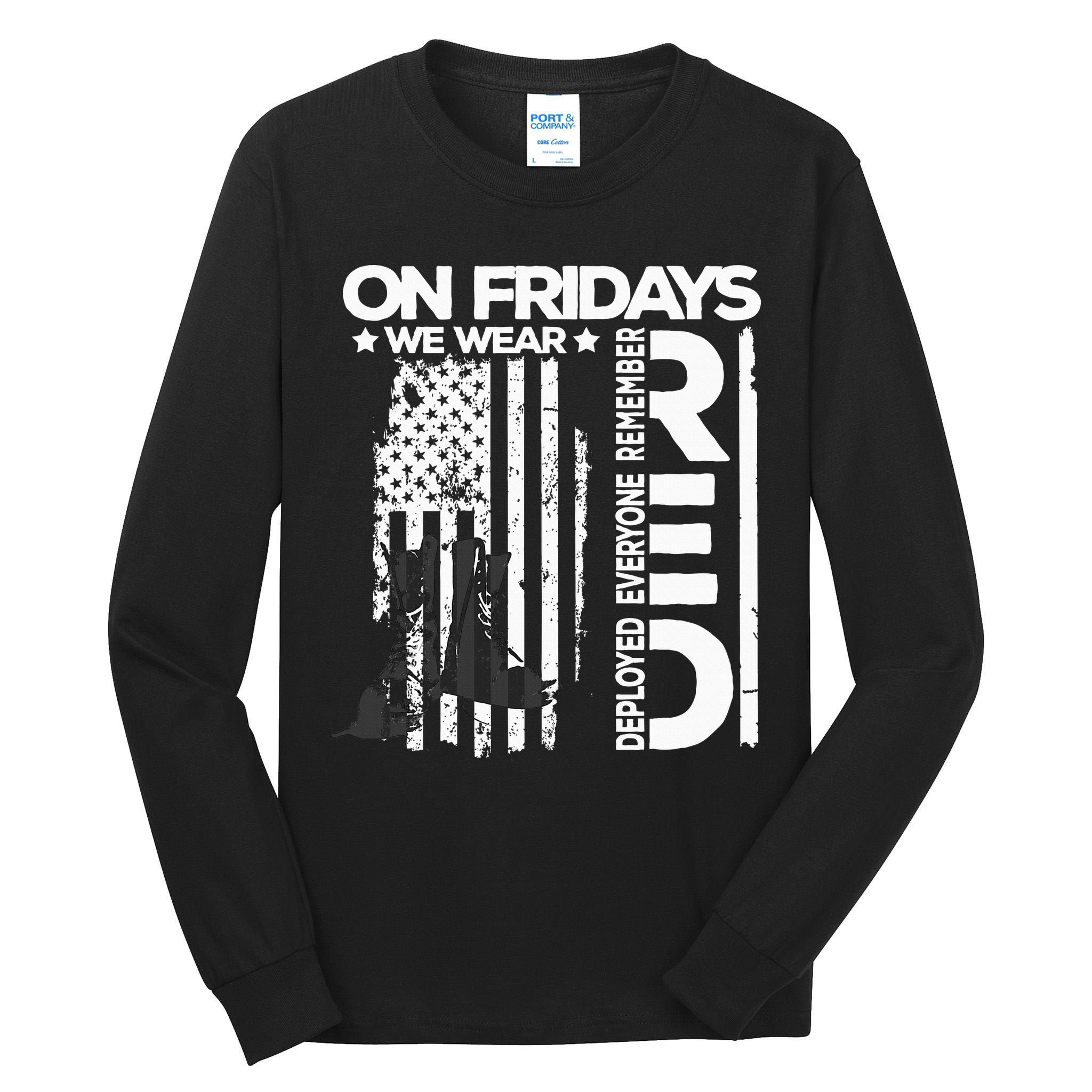 On Friday We Wear Red Veteran Red Friday US Flag Tall Long Sleeve T-Shirt