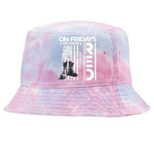 On Friday We Wear Red Veteran Red Friday US Flag Tie-Dyed Bucket Hat