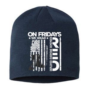 On Friday We Wear Red Veteran Red Friday US Flag Sustainable Beanie