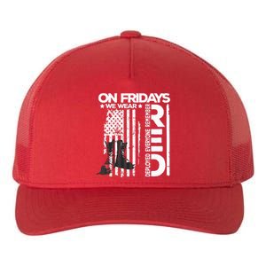 On Friday We Wear Red Veteran Red Friday US Flag Yupoong Adult 5-Panel Trucker Hat