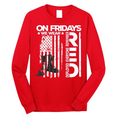 On Friday We Wear Red Veteran Red Friday US Flag Long Sleeve Shirt