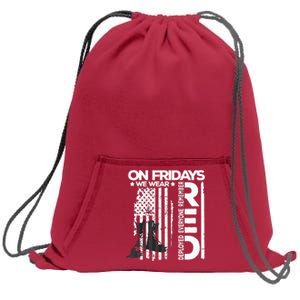 On Friday We Wear Red Veteran Red Friday US Flag Sweatshirt Cinch Pack Bag