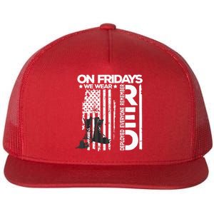 On Friday We Wear Red Veteran Red Friday US Flag Flat Bill Trucker Hat