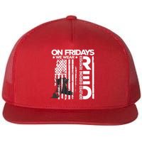 On Friday We Wear Red Veteran Red Friday US Flag Flat Bill Trucker Hat