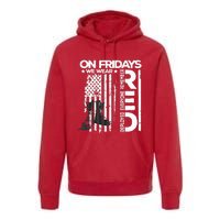 On Friday We Wear Red Veteran Red Friday US Flag Premium Hoodie