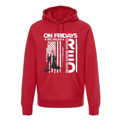 On Friday We Wear Red Veteran Red Friday US Flag Premium Hoodie