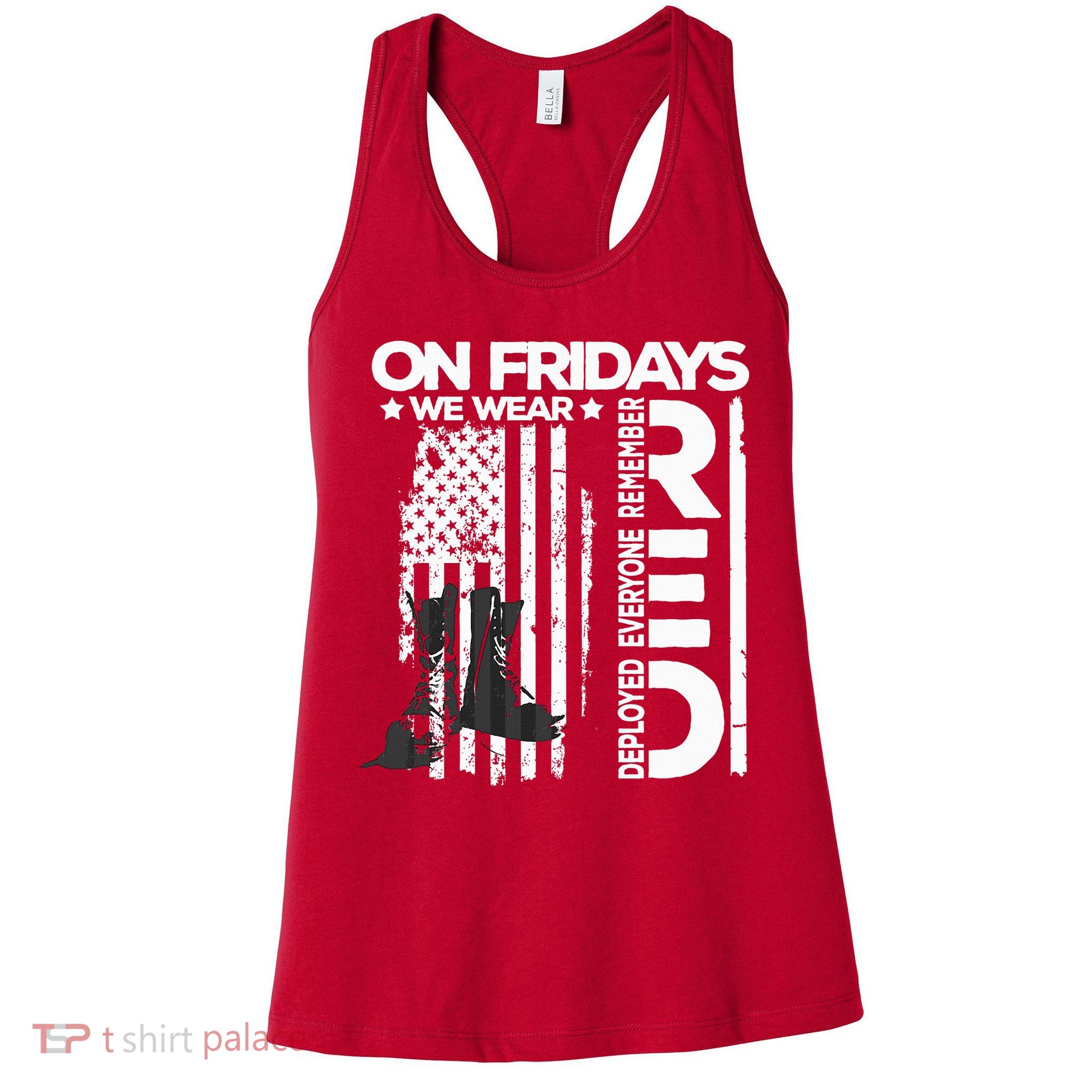 On Friday We Wear Red Veteran Red Friday US Flag Womens Tank Top
