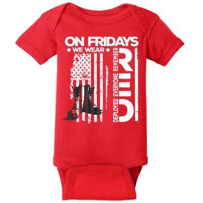 On Friday We Wear Red Veteran Red Friday US Flag Baby Bodysuit