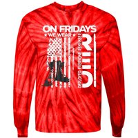 On Friday We Wear Red Veteran Red Friday US Flag Tie-Dye Long Sleeve Shirt