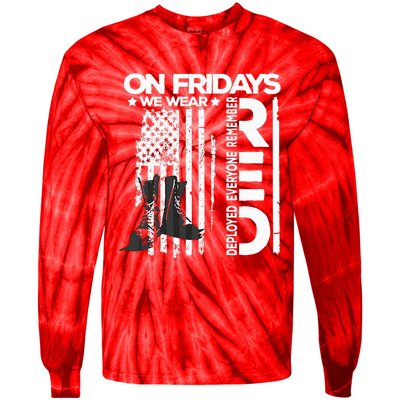 On Friday We Wear Red Veteran Red Friday US Flag Tie-Dye Long Sleeve Shirt