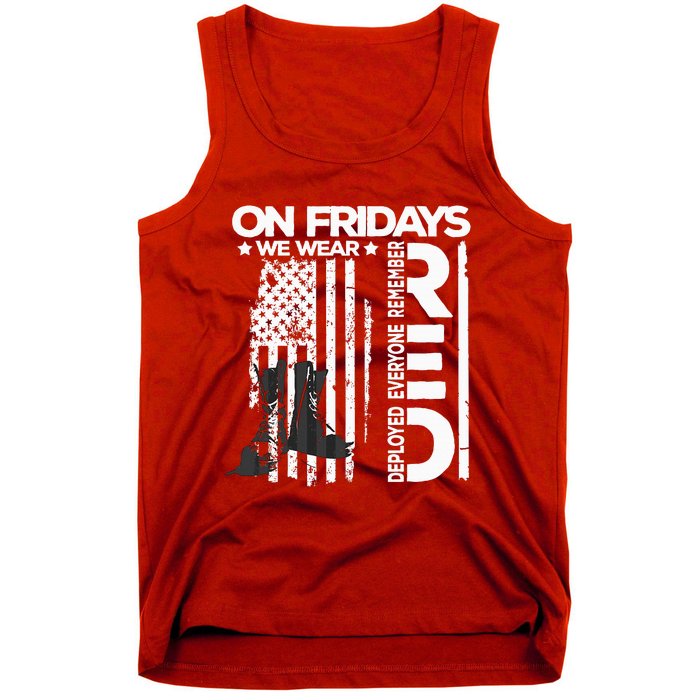 On Friday We Wear Red Veteran Red Friday US Flag Tank Top