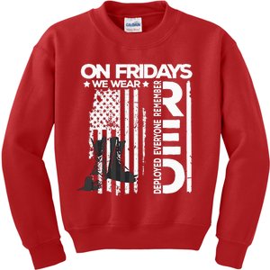 On Friday We Wear Red Veteran Red Friday US Flag Kids Sweatshirt