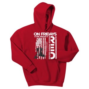 On Friday We Wear Red Veteran Red Friday US Flag Kids Hoodie