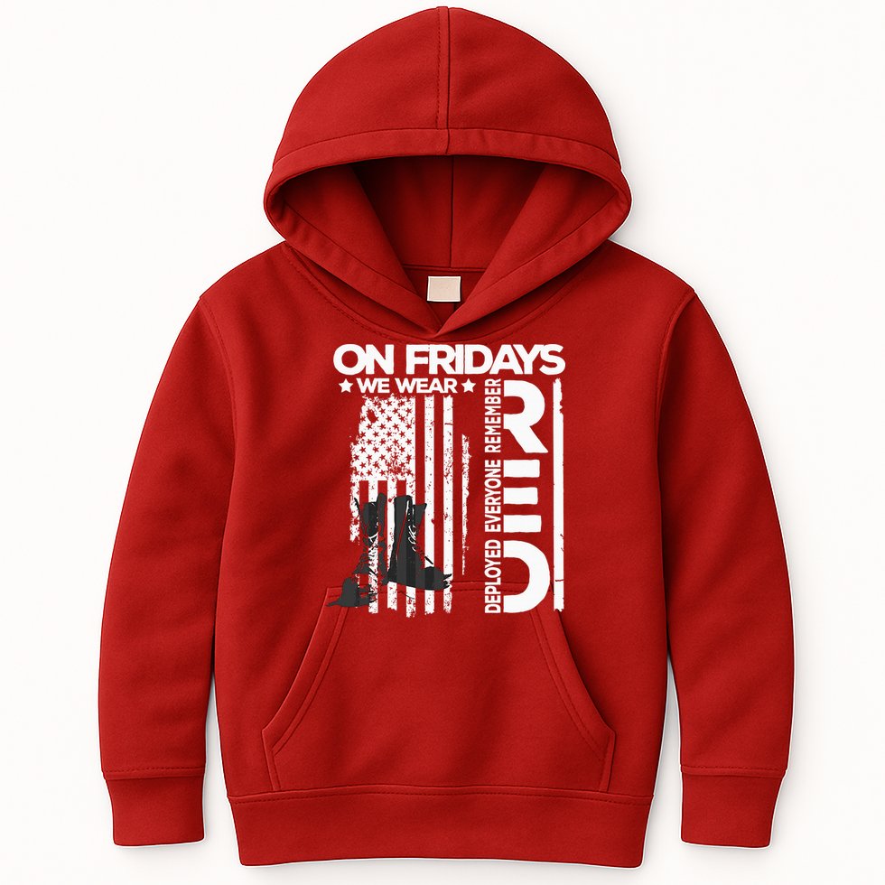 On Friday We Wear Red Veteran Red Friday US Flag Kids Hoodie