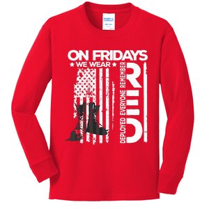 On Friday We Wear Red Veteran Red Friday US Flag Kids Long Sleeve Shirt