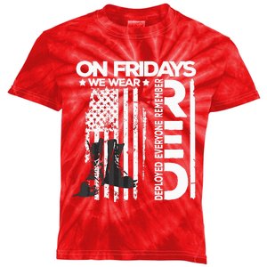 On Friday We Wear Red Veteran Red Friday US Flag Kids Tie-Dye T-Shirt