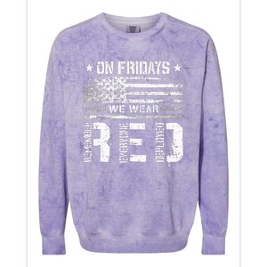 On Friday We Wear Red American Flag Military Supportive Colorblast Crewneck Sweatshirt