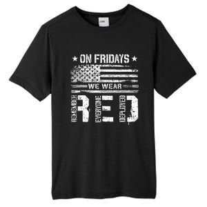 On Friday We Wear Red American Flag Military Supportive Tall Fusion ChromaSoft Performance T-Shirt